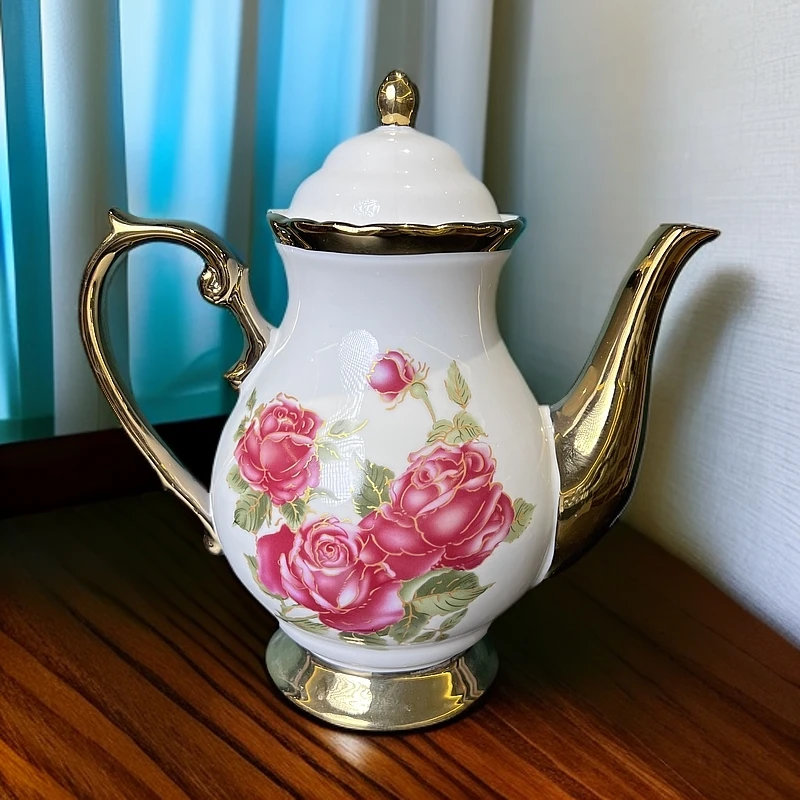 【新疆包邮】玫瑰陶瓷茶壶家用 高档陶瓷好看大容量耐热