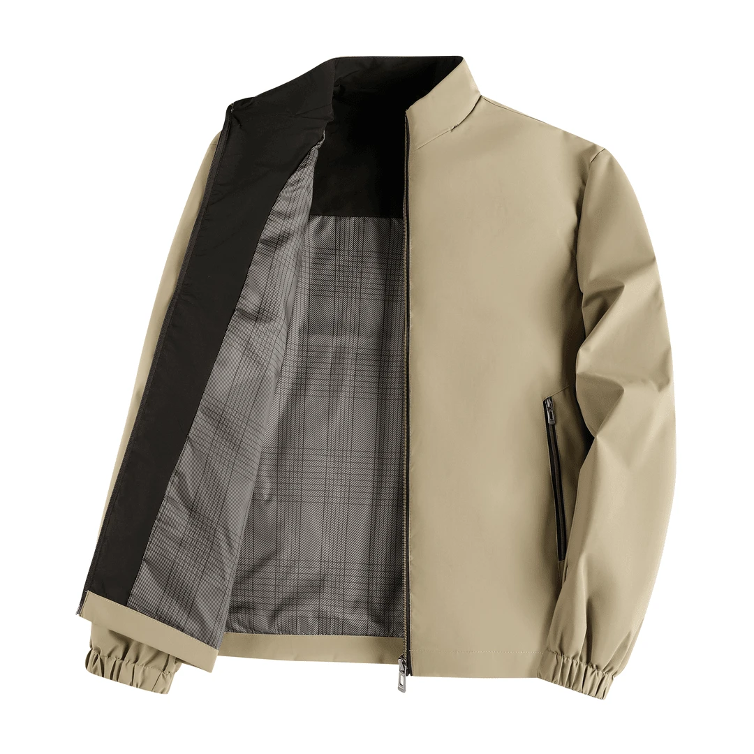 中年商务夹克男夹克衫立领男士外套上衣春季大码纯色男装宽松