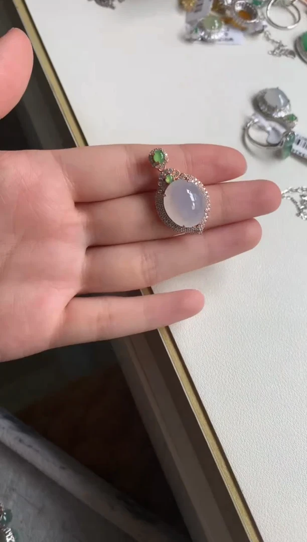 银S925镶嵌戒指翡翠吊坠15