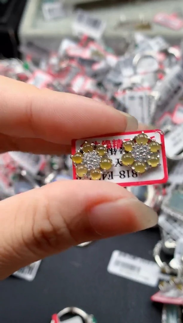银S925镶嵌戒指翡翠天然A货缅甸翡翠