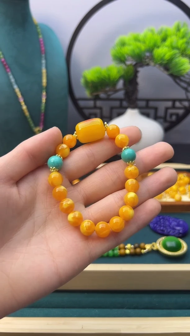 【闪购商品】蜜蜡手链14K金镶嵌S366