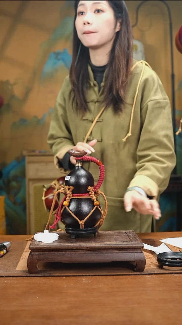 YQ030复古网兜款天然酒葫芦（一物一拍）