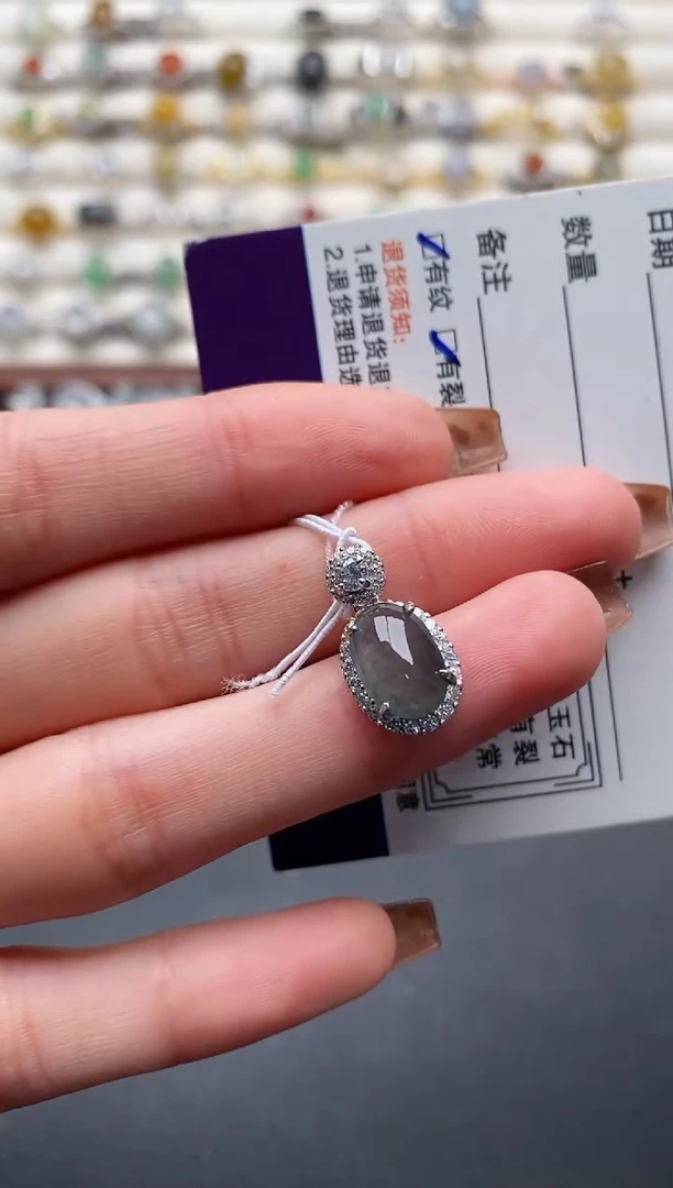 银S925镶嵌戒指翡翠4444444+9