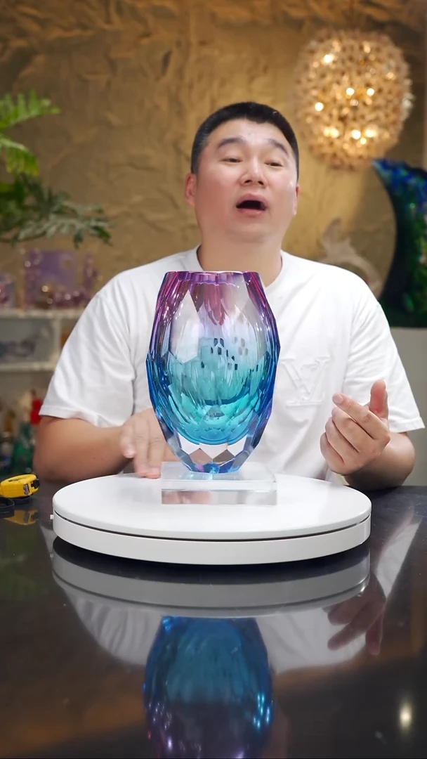 手工艺品琉璃金紫蓝切面花瓶