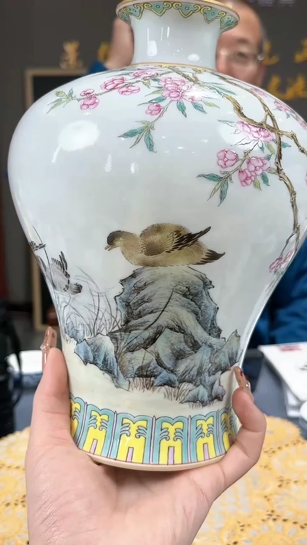 【闪购商品】官窑瓷画院827官窑瓷画院鸭子赏瓶