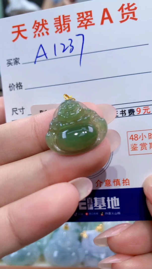 颈饰18K金镶嵌翡翠天然翡翠A货挂件