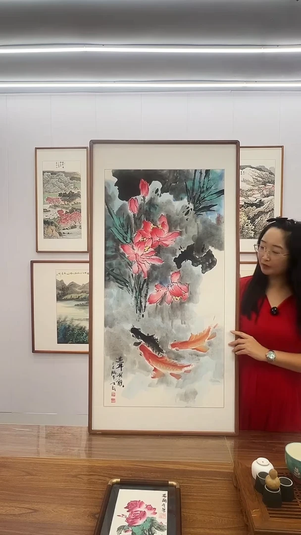 国画阿里丁  120*60 连年有余