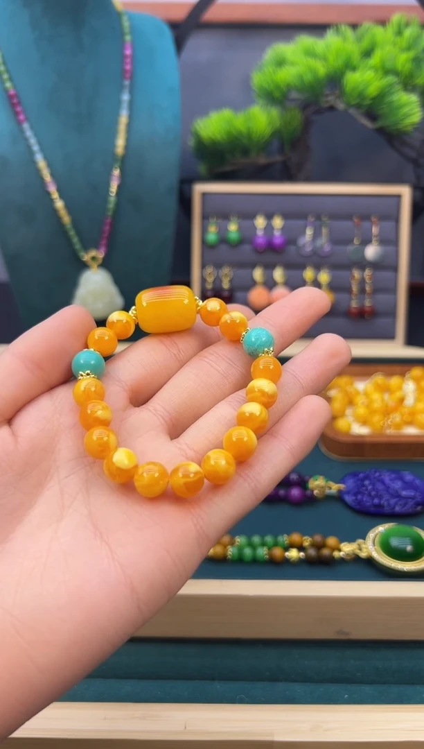 【闪购商品】蜜蜡耳饰14K金镶嵌S366