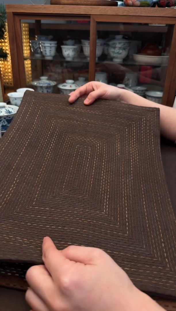 【闪购商品】织绣Cici手作刺子绣植物染柿染茶席-295