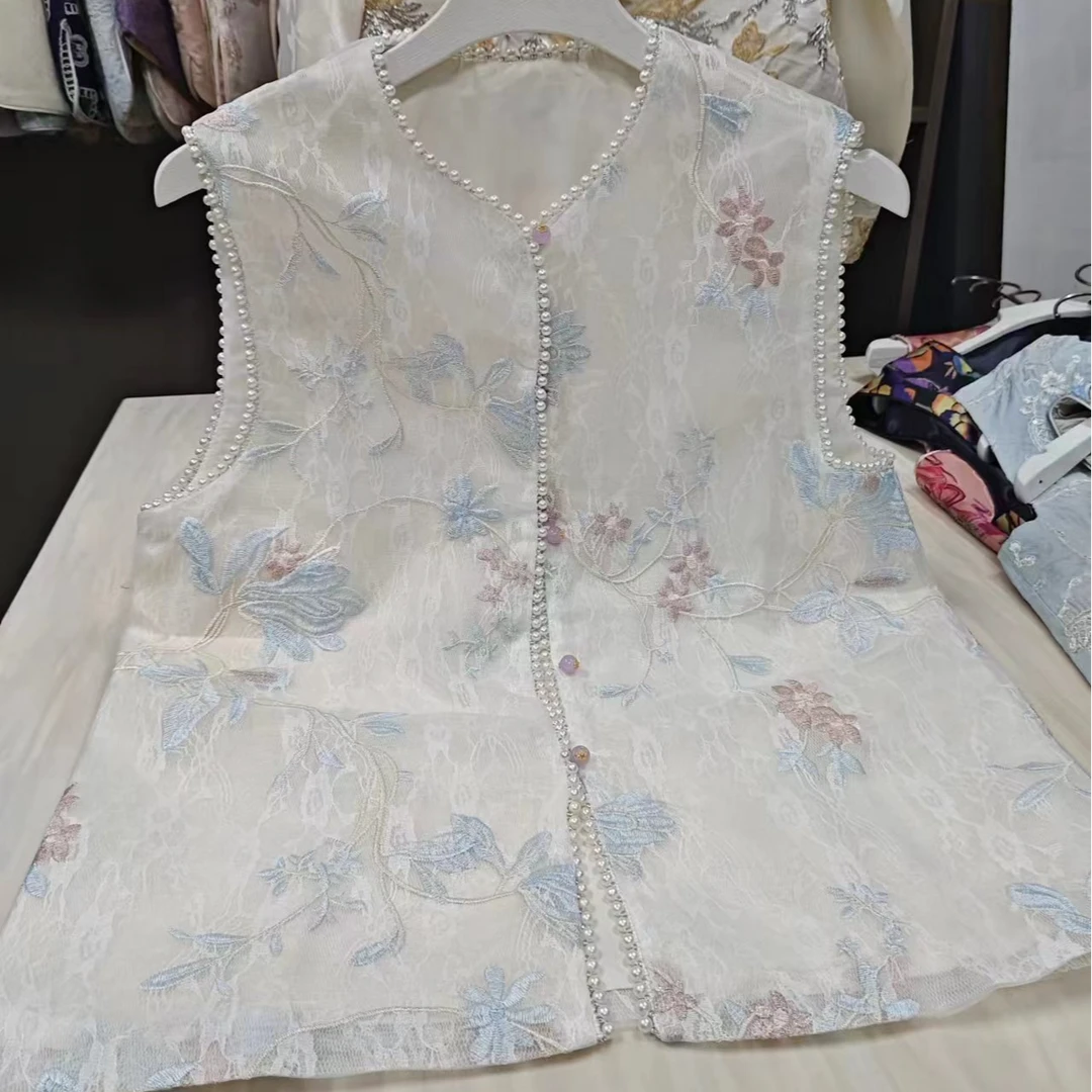 春夏新款重工刺绣薄款百搭文艺新中式国风马夹小众背心