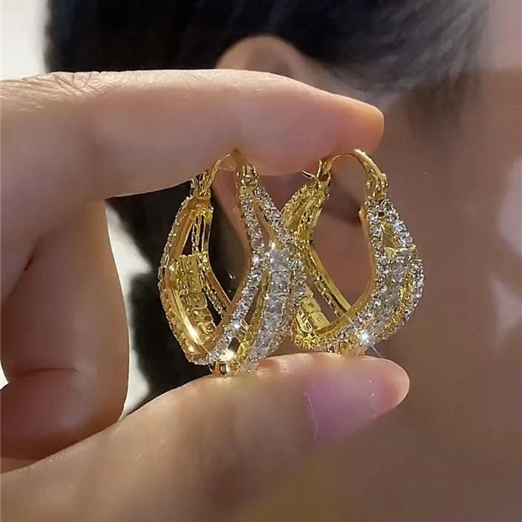 铜合金耳饰 2024新款精致港风轻奢设计感大气小众简约百搭耳圈053