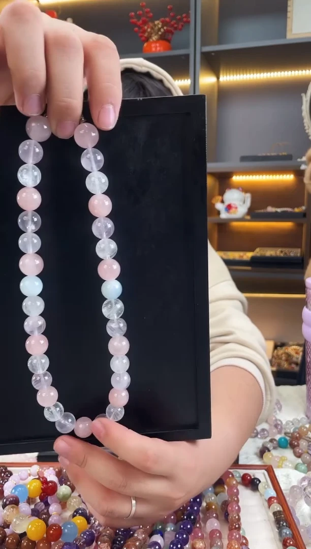 未镶嵌手链水晶朱朱粉白项链