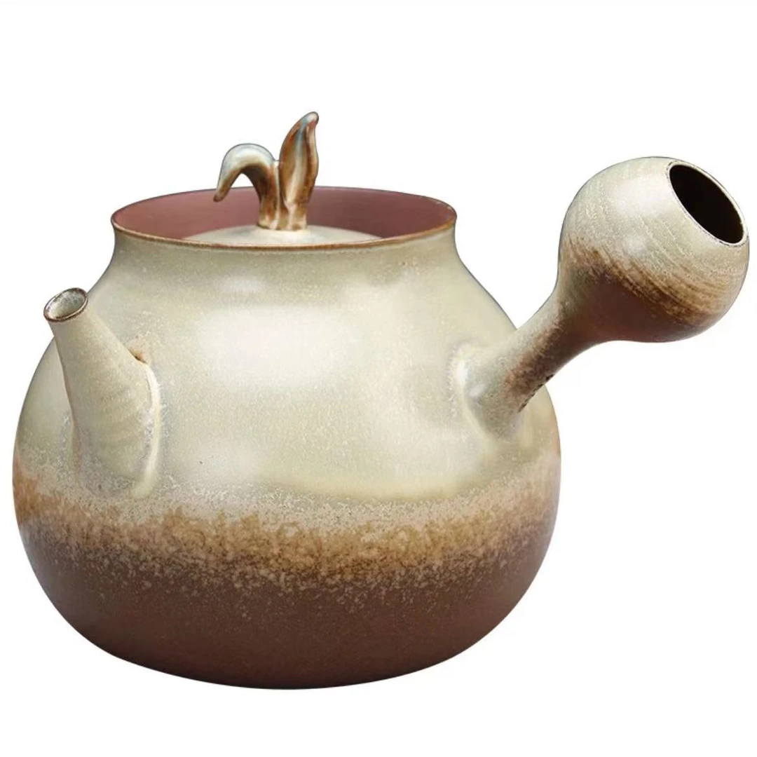 凤庭【明德园】丝焰侧把烧水壶陶壶纯手工砂铫煮茶壶电陶炉茶具套装