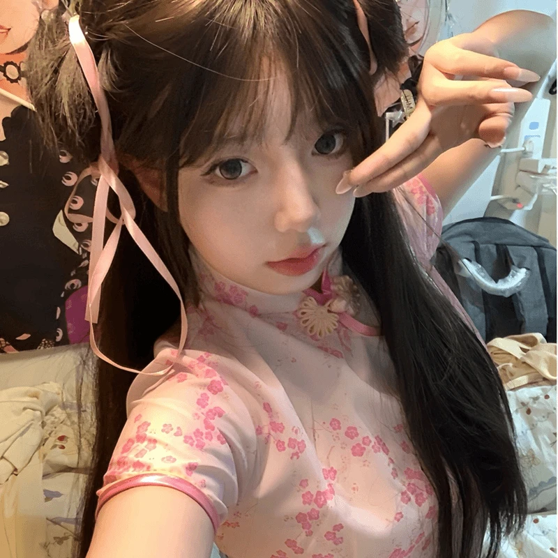 中华娘旗袍小个子新中式改良日系甜妹小厨娘cos连衣裙Lolita少女