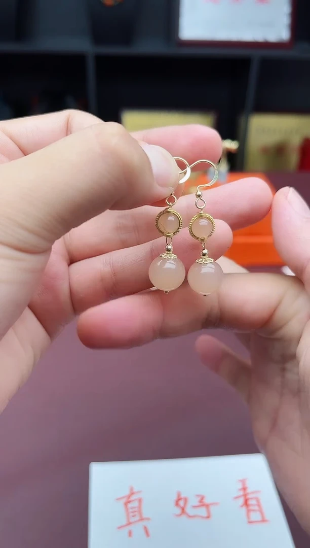 玛瑙/玉髓耳钉银S925镶嵌528000