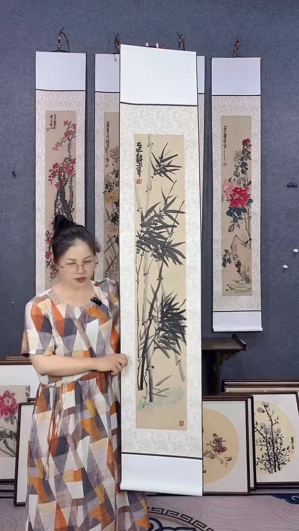 国画175*32吴铁成手绘卷轴