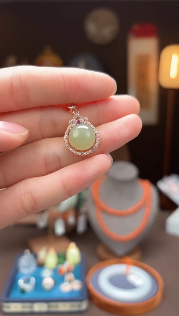 【闪购商品】和田玉y8蛋面银S925镶嵌-