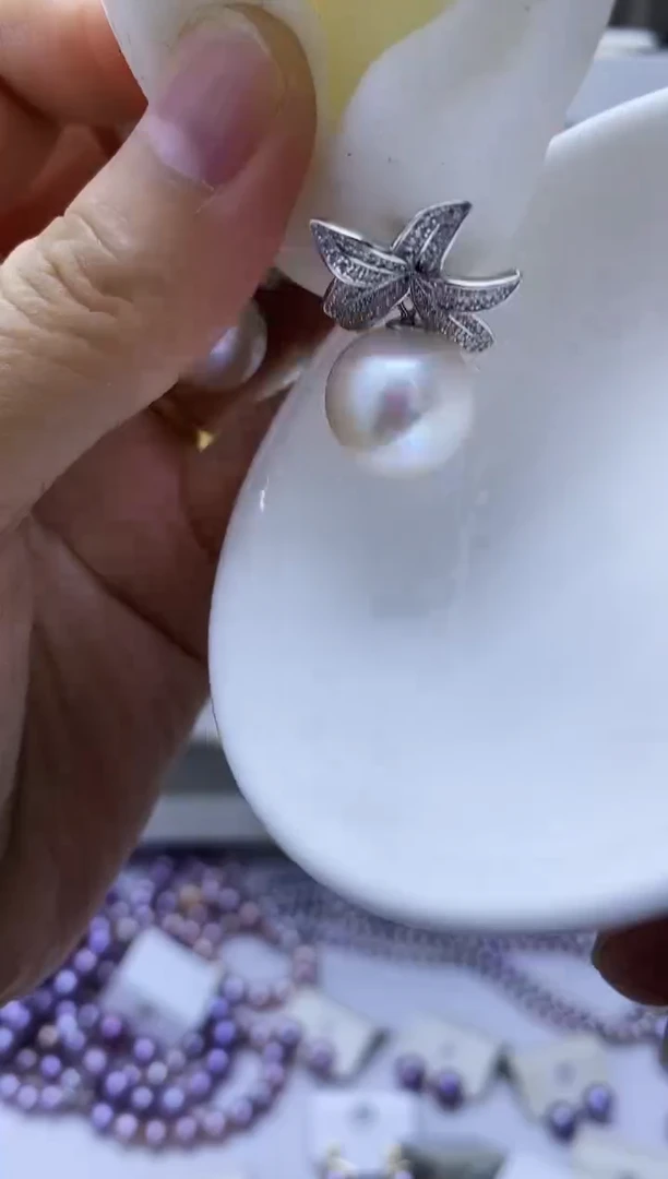 银S925镶嵌耳饰淡水珍珠129