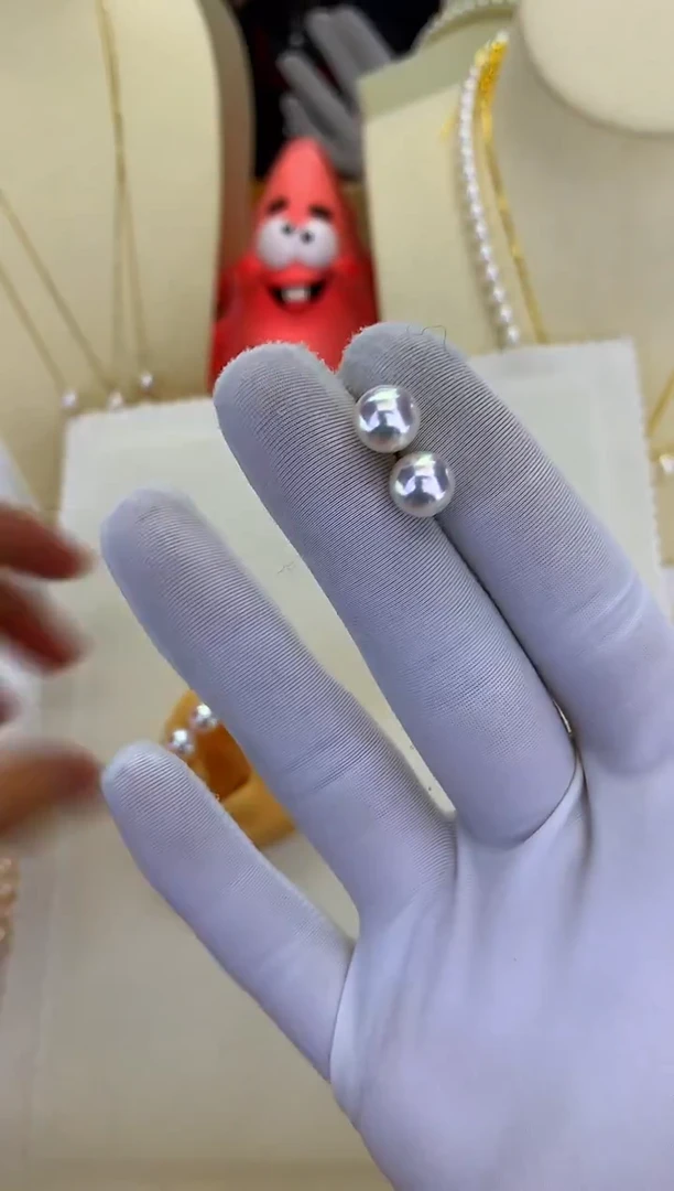 18K金镶嵌DA海水珍珠 GD015 8-8.5 素钉定制