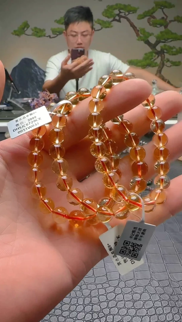 水晶手链未镶嵌天然黄水晶8MM单圈