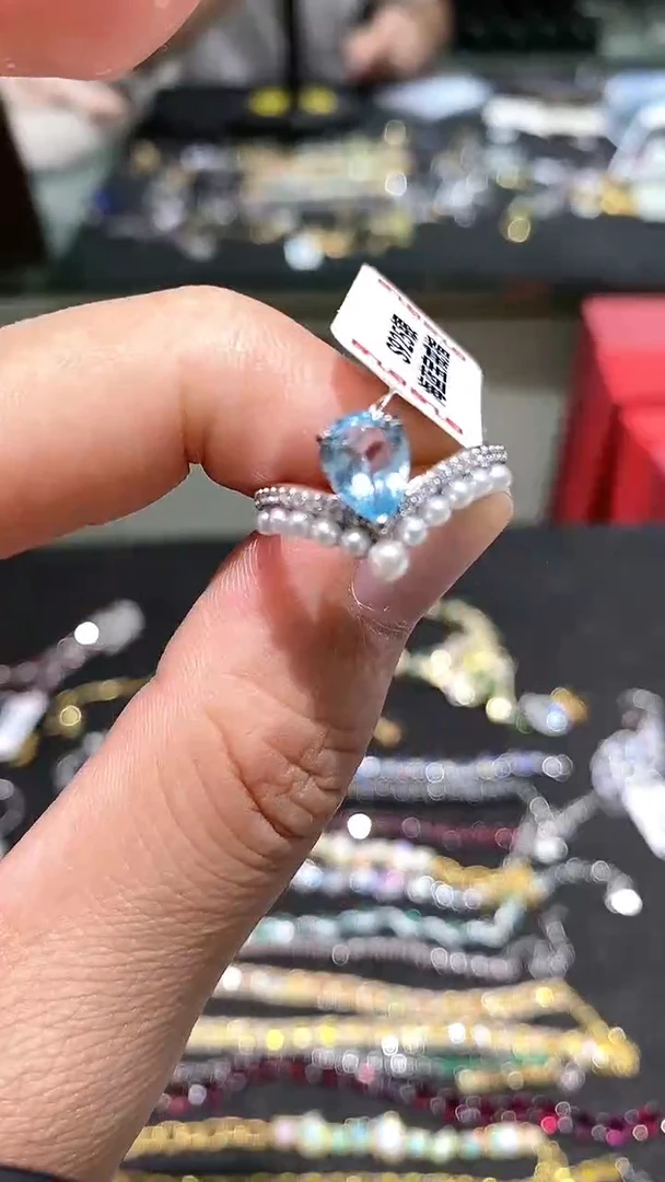 【闪购商品】海蓝宝石戒圈银S925镶嵌戒指