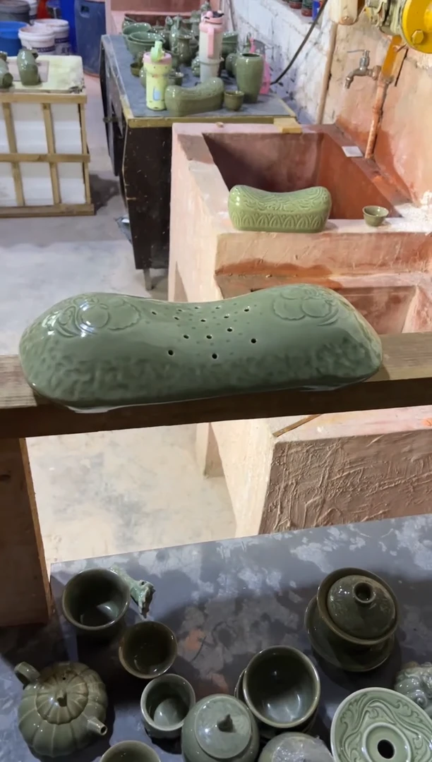 耀州窑牡丹艾灸理疗枕