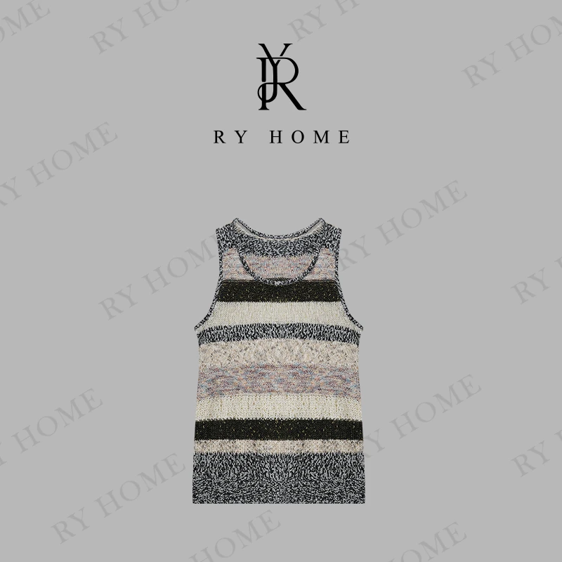 【容雨RYHOME】幻彩琉璃法式复古＋莱赛尔七彩纱针织马甲251M2872