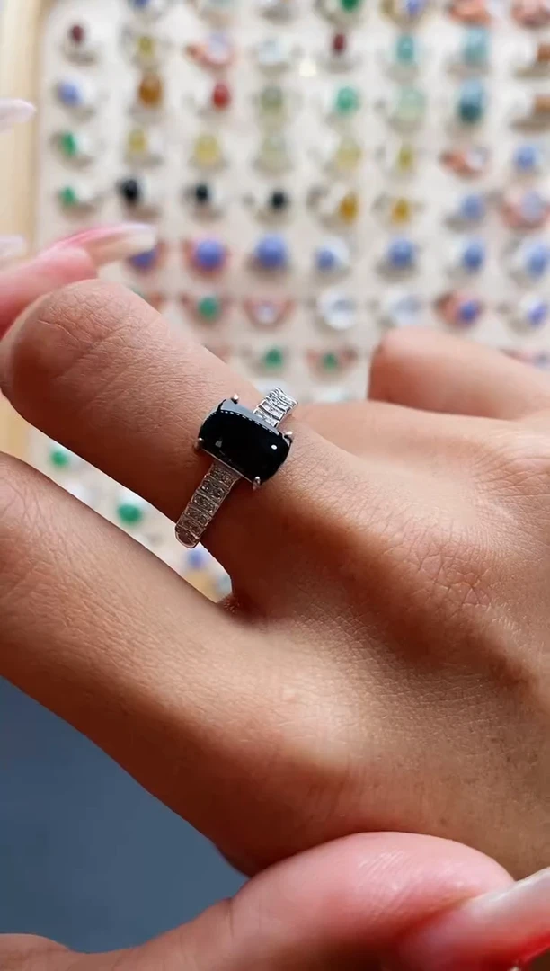 【闪购商品】翡翠戒指银S925镶嵌缅甸天然A货翡翠222 10+3