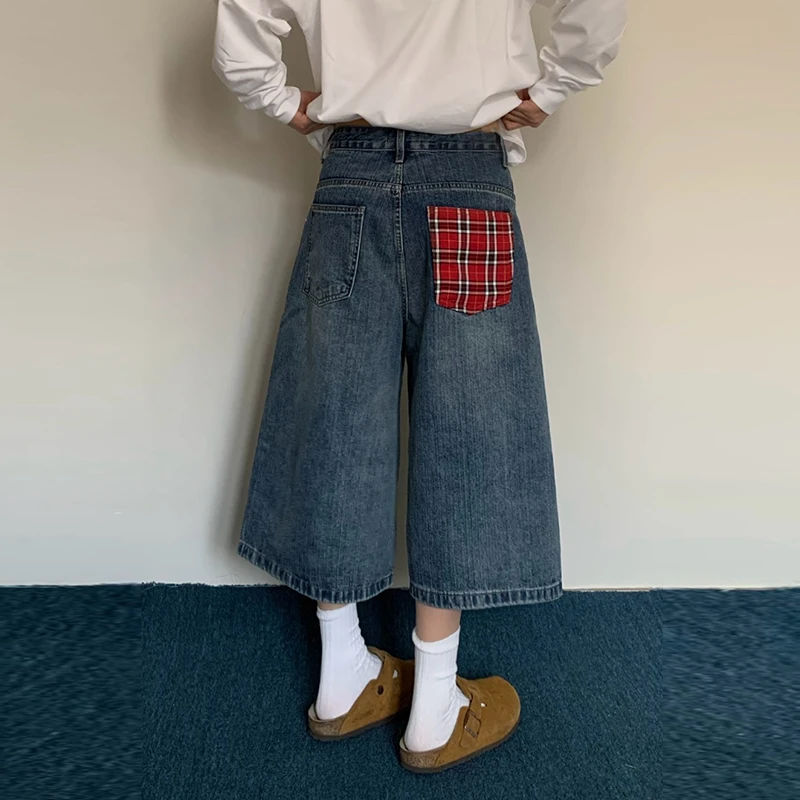 新夏季复古高腰七分牛仔裤直筒宽松休闲秋季山系韩版百搭显瘦学生