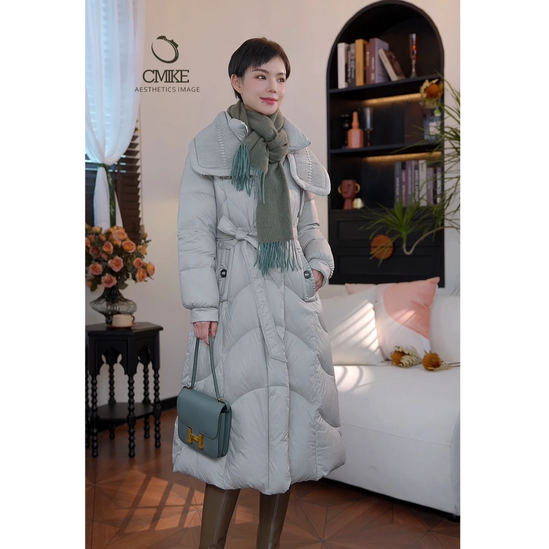 【蜜客严选】高级感中长款冬季保暖新款显瘦鸭绒羽绒服2404Y000189