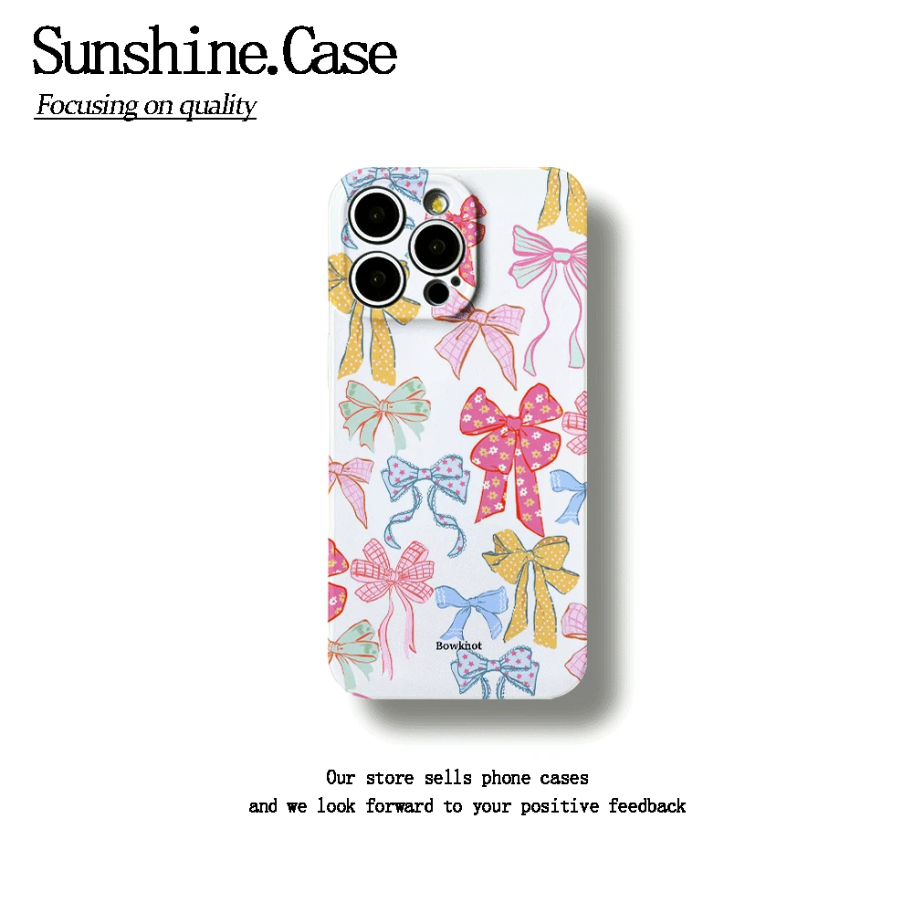 多彩蝴蝶结软壳适用苹果oppo华为vivo小米可爱手机壳全包防摔