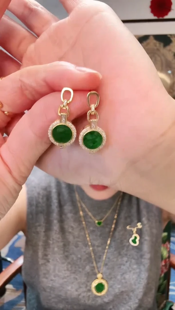 【闪购商品】翡翠颈饰银S925镶嵌耳饰