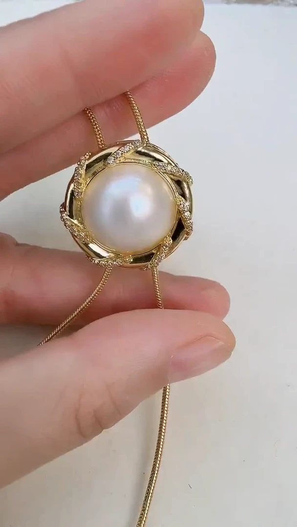 未镶嵌颈饰拼合珍珠（马贝珠）白色毛衣链