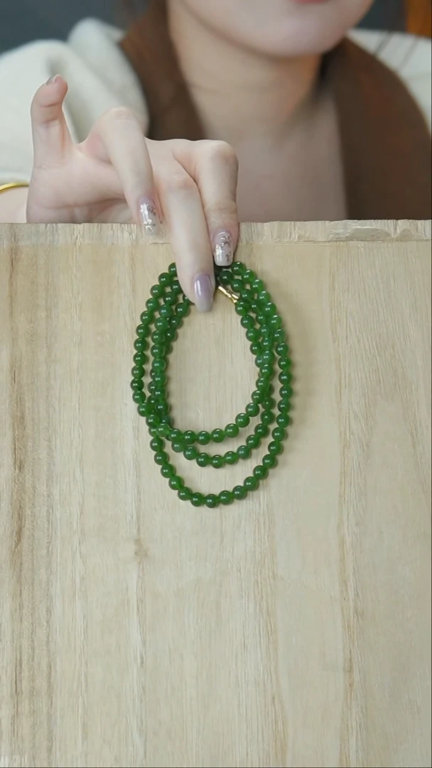 【闪购商品】和田玉颈饰未镶嵌碧玉珠串项链素串108颗（卡6mm）