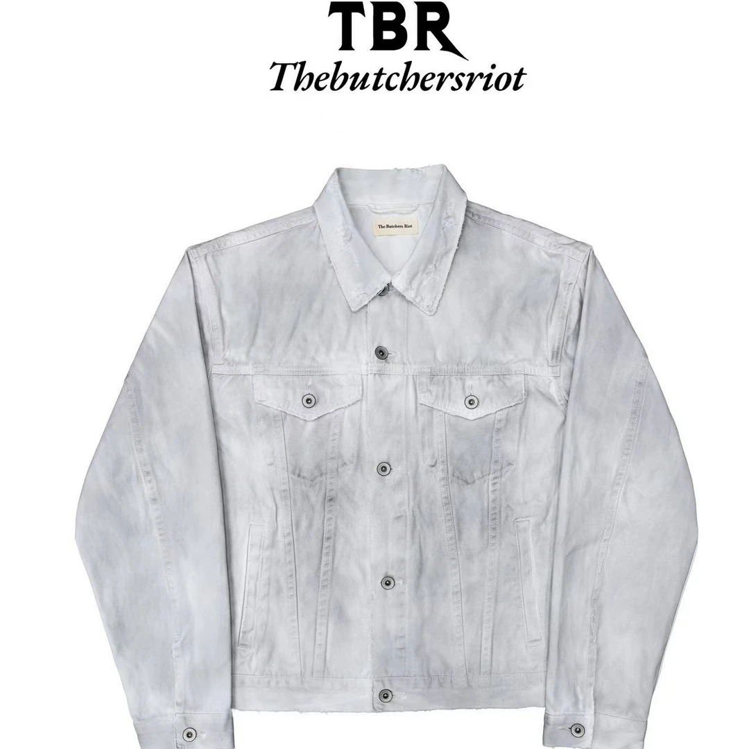TBR白色鼹鼠皮污脏刀割破坏type4牛仔夹克