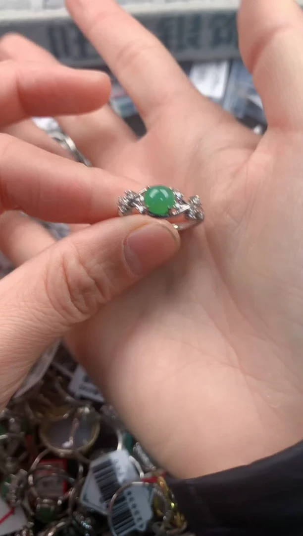 银S925镶嵌戒指翡翠3                             3