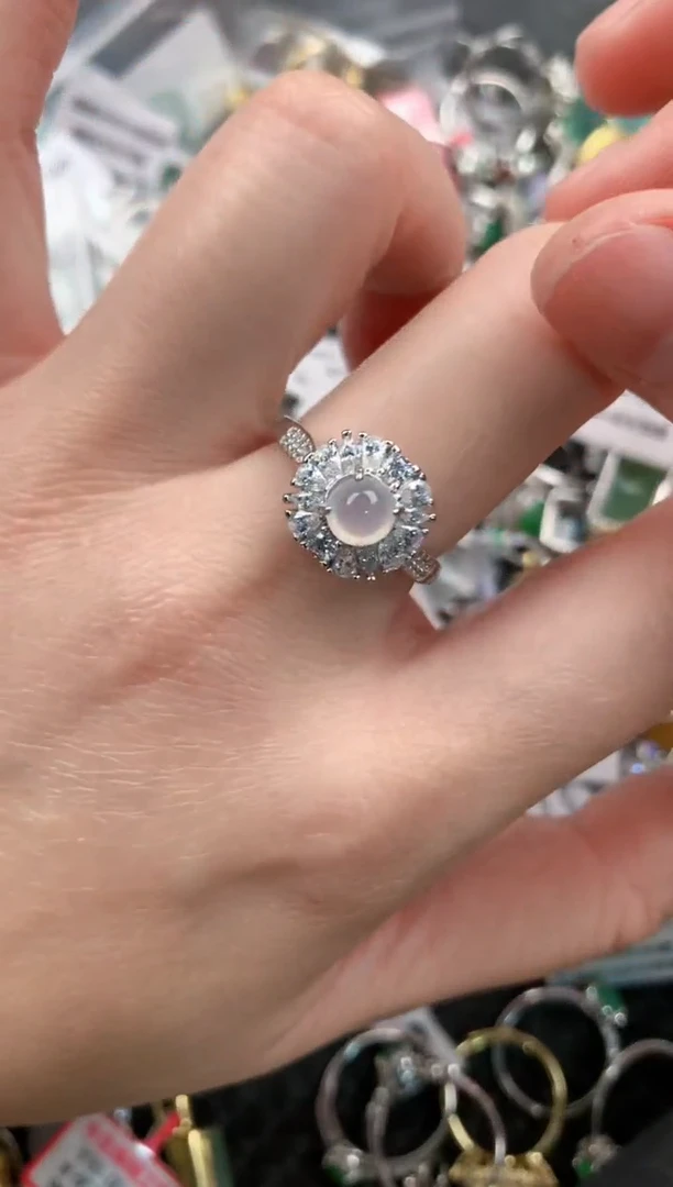 银S925镶嵌戒指翡翠222---2