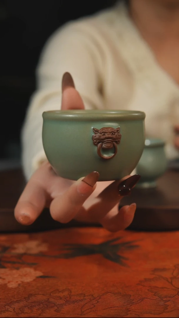 杯子瓷牛*汝州原产地原矿仿古老釉q