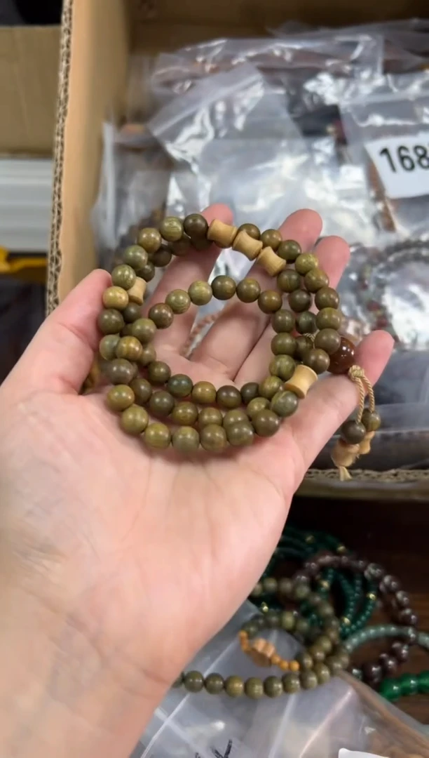 维腊木（绿檀）无事牌绿檀木竹节设计款多圈[3580]