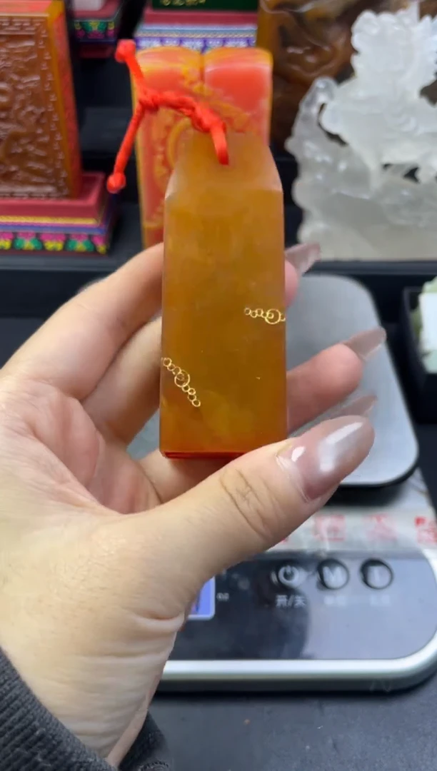 寿山石印石田黄冻石手牌闲章-大吉祥