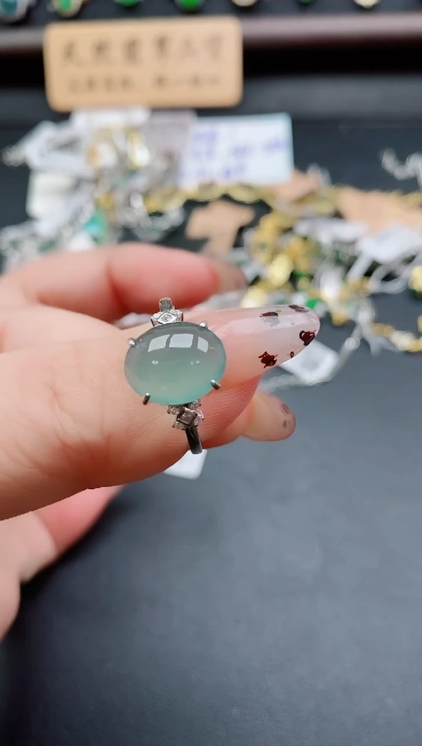 银S925镶嵌戒指翡翠1