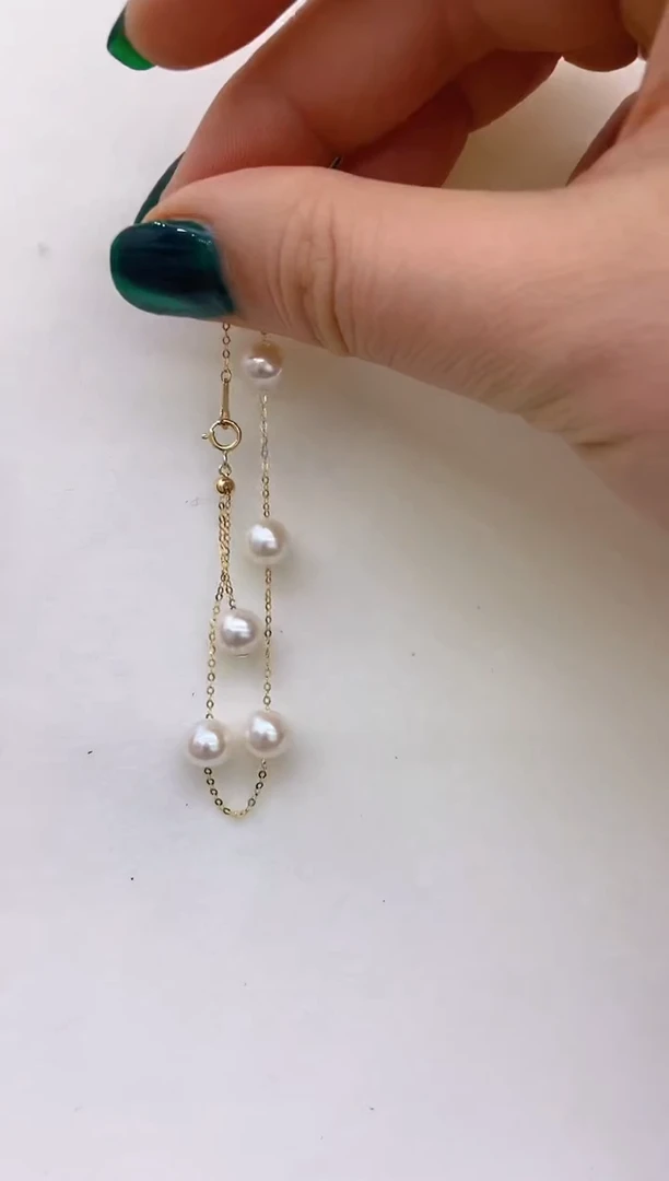 【闪购商品】淡水珍珠手链18K金镶嵌14