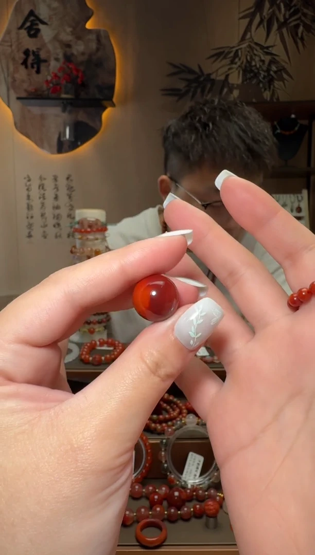 未镶嵌原矿无优化无注胶单珠南红玛瑙一颗约15.5mm