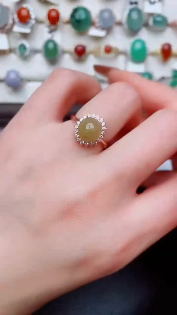银S925镶嵌戒指翡翠...