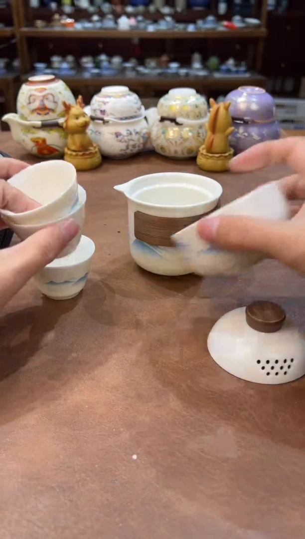 真的很便宜超好看会开片的旅行茶具