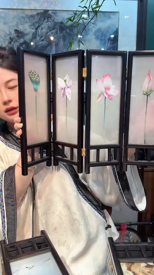 横款非遗苏绣手工刺绣摆台