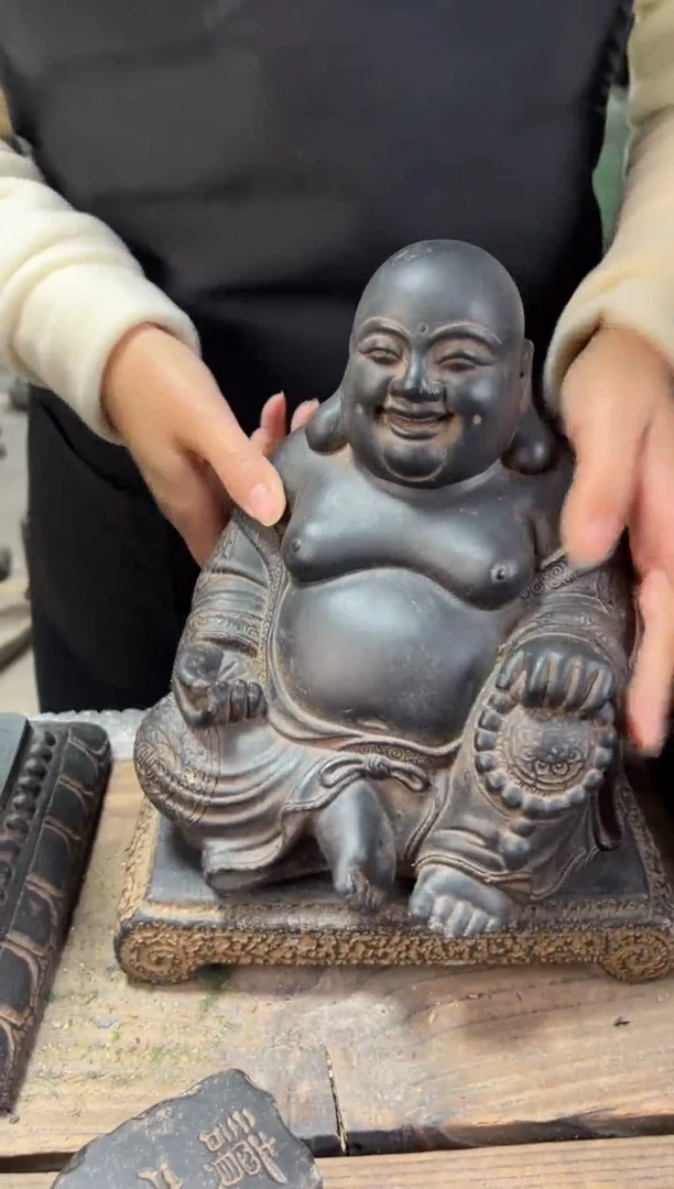 陶土大肚佛+小江枫底座
