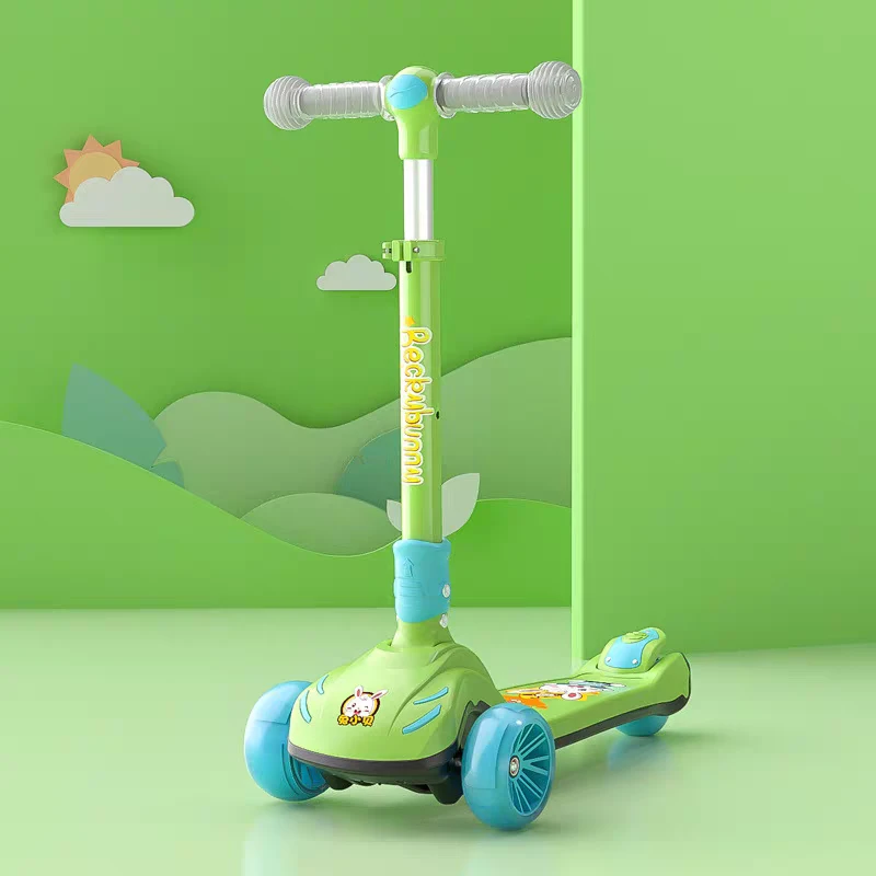 新款儿童滑板车闪光三轮二合一滑滑车