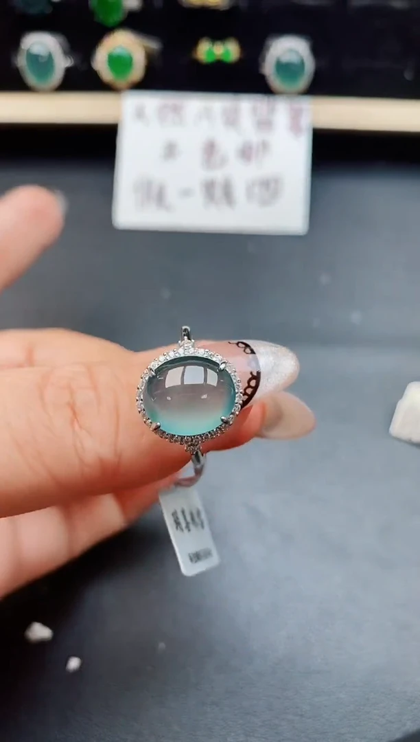 翡翠戒指银S925镶嵌58050
