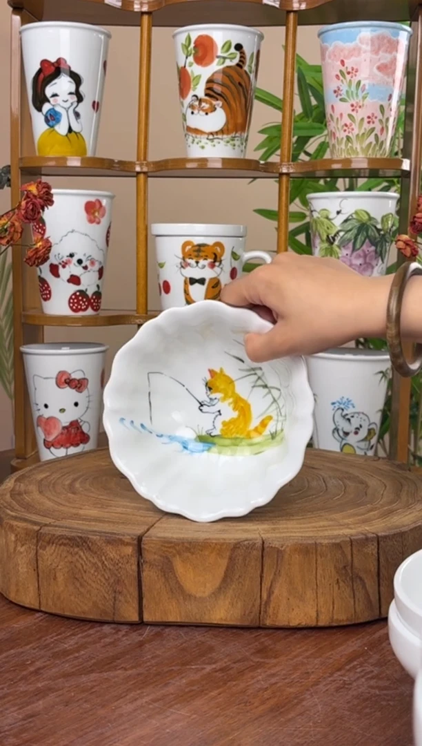 景德镇手绘釉中彩（食品级）花边碗